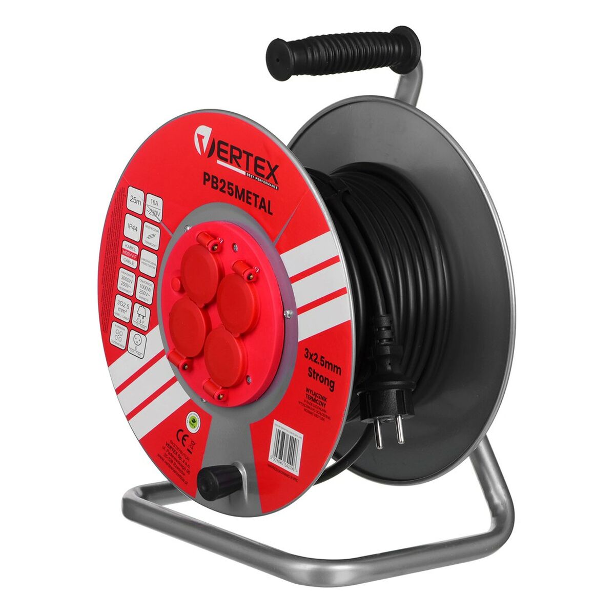 Cable alargador Vertex PB25METAL Negro 25 m
